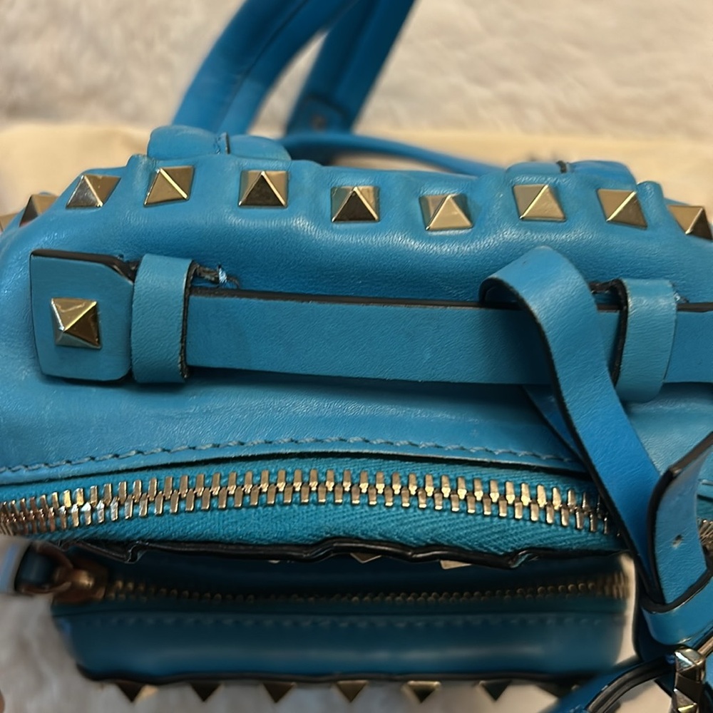 Valentino Garavani Aqua blue leather studded mini backpack - Picture 11 of 17
